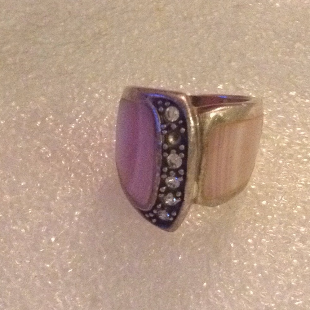 Vintage 925 diamonds shell ring